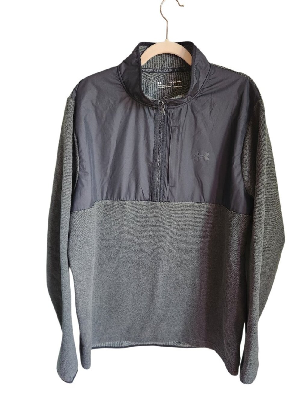 Under Armour Shirt Men's 2XL Gray Grey ColdGear Infrared 1/2 Zip Pullover Fleece